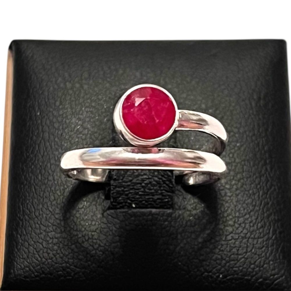 Elegant Artisan Sterling Silver Ruby Solitaire Adjustable Ring